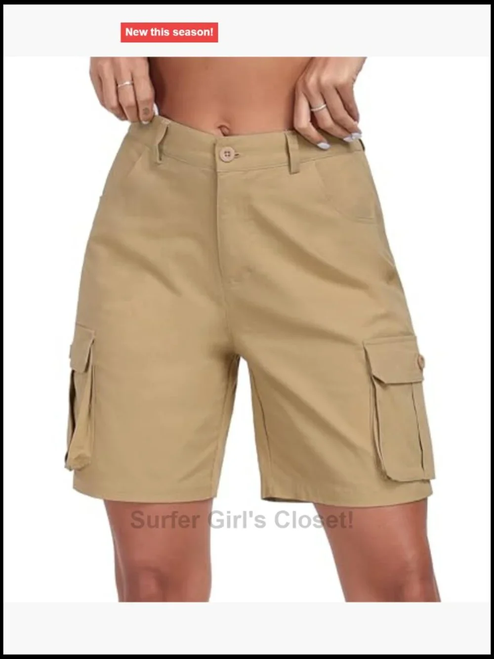 Women's Cargo Knee Length Bermuda Shorts Cotton Spandex Elastic Waist Zip Fly